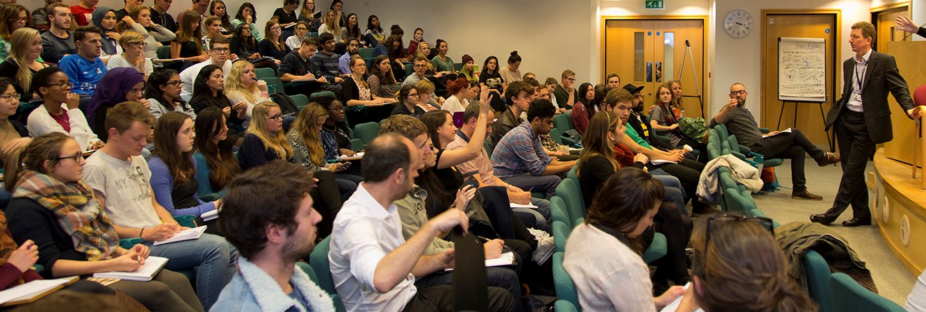 Students sitting in a lecture theatre